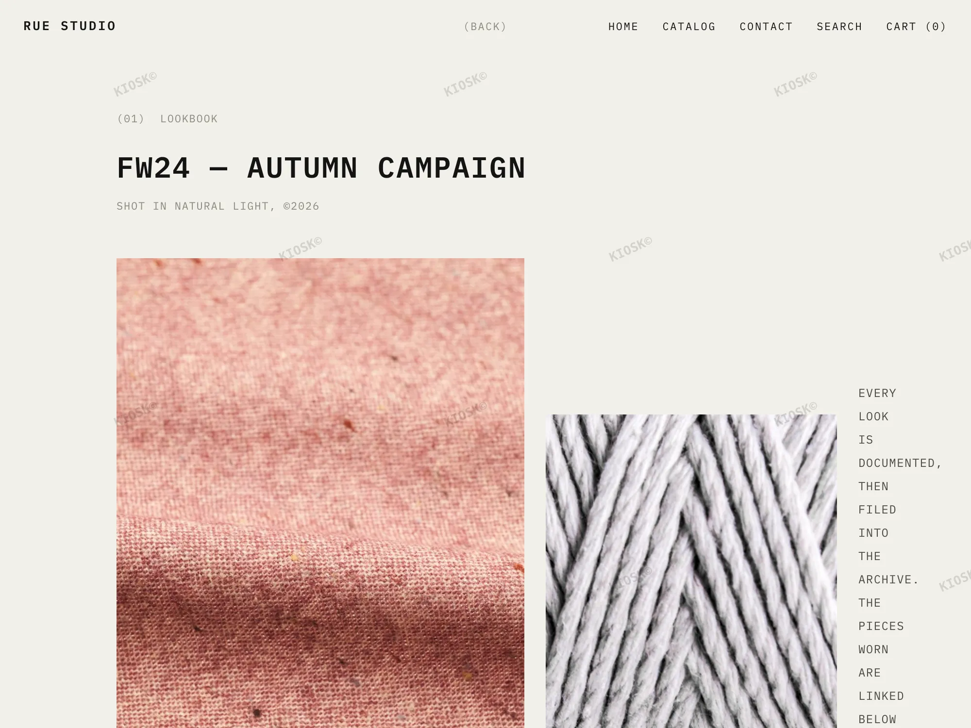 REVUE lookbook page